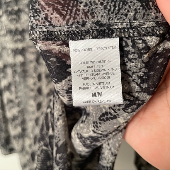 Pleione womans sheer long sleeve top M black snake print sophisticated chic - Picture 6 of 10